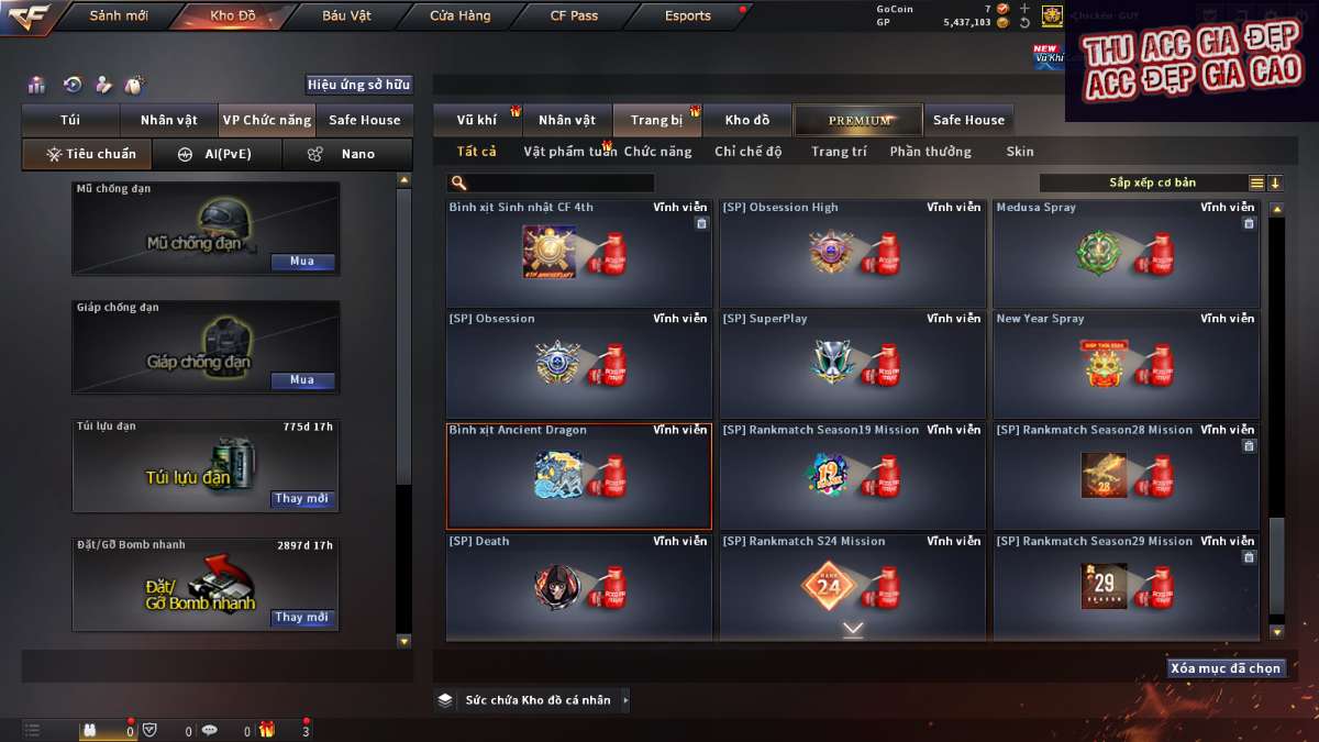 shop acc cf uy tin gia re